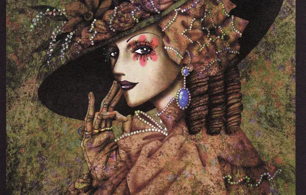 Decoration, eyelashes, hat, makeup, gloves, Isabella, Paradise Kiss, curls hair