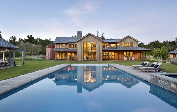 Villa, pool, lighting, yard, San Francisco, architecture, California, San Francisco