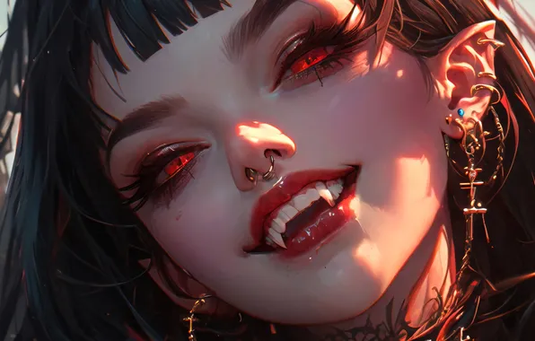 Girl, Red Eyes, Vampire, Vampire Girl