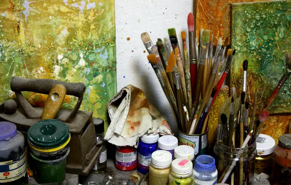 Picture artist, workshop, brush