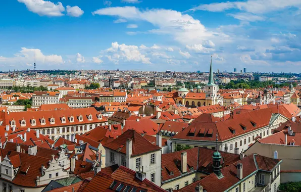 Roof, home, Prague, Czech Republic, panorama