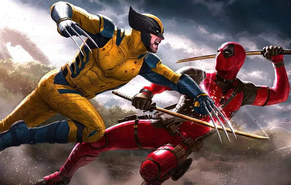 Art, poster, Wolverine, Deadpool, Marvel, comic, Deadpool & Wolverine, Deadpool and Wolverine