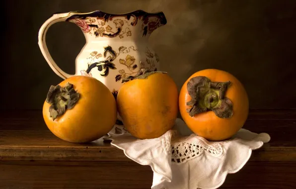 Food, pitcher, fruit, delicious, persimmon