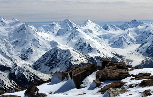 The sky, snow, mountains, nature, rocks, New Zealand