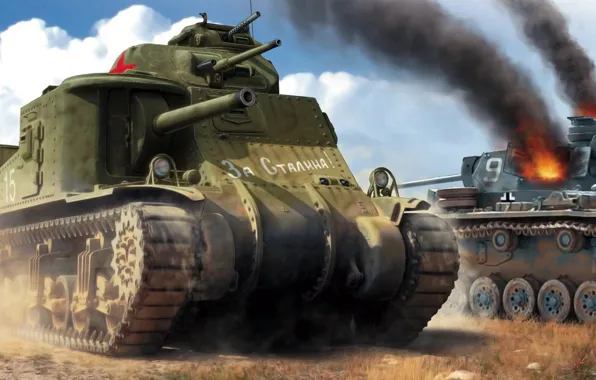 USSR, Lee, American medium tank, For Stalin