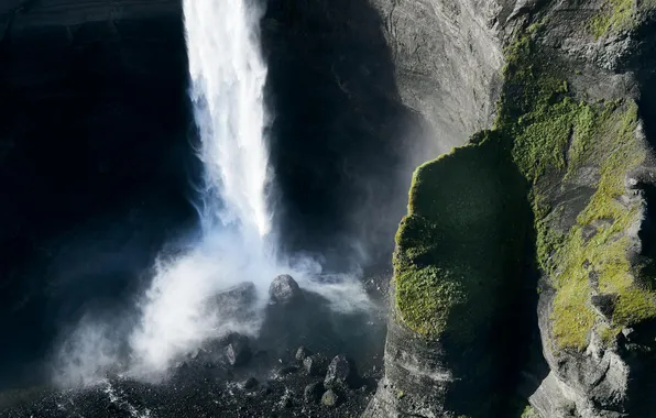 The sun, rock, waterfall, the view from the top