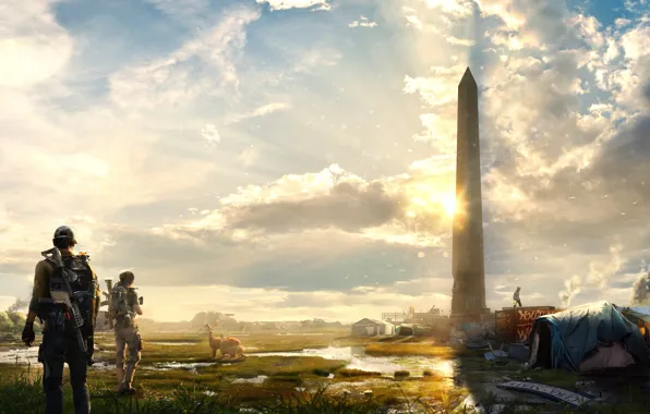 Picture the city, art, soldiers, Washington, agents, Tom Clancy's The Division 2, The Division 2