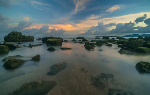 Picture sea, sunset, nature, stones