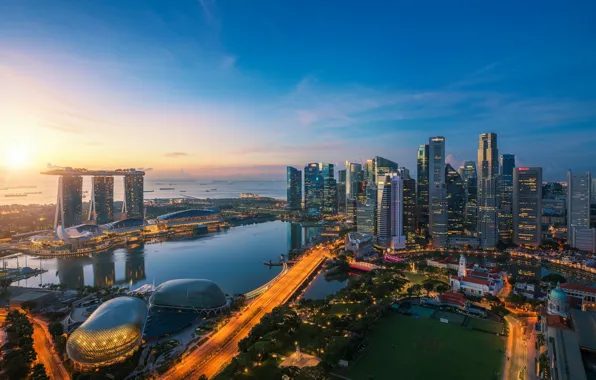 Picture field, the city, lake, building, panorama, Singapore, Singapore, Singapore city