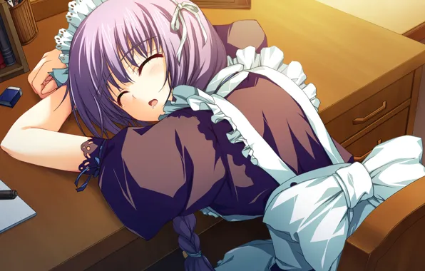 Picture sleeping, bow, uniform, the maid, art, apron, tomose shunsaku, Akatsuki no Goer