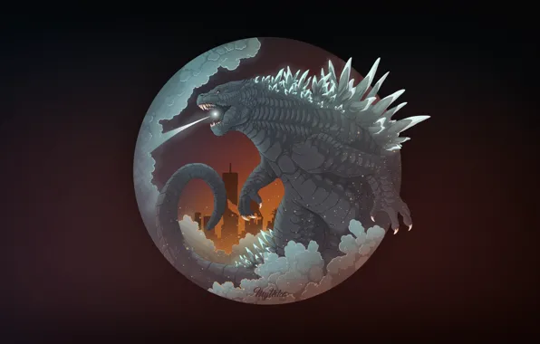 Figure, Fantasy, Godzilla, Art, Art, Godzilla, Illustration, Monsters