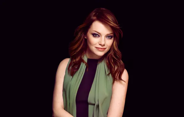 Look, portrait, makeup, actress, hairstyle, beauty, black background, redhead