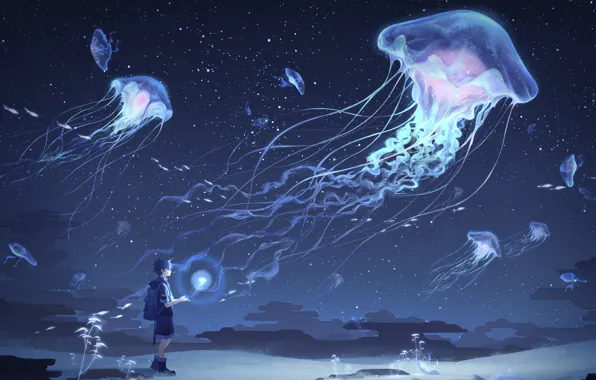 Clouds, child, Medusa