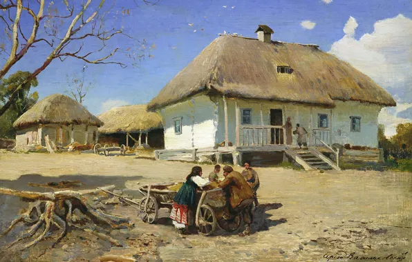 Picture oil, picture, canvas, Sergei Vasilkovsky, Kozacha Yard