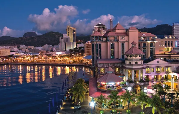 The city, Marina, the evening, Mauritius, carousel, Port Louis