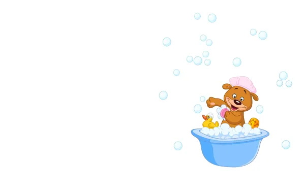 Picture foam, bubbles, bathing, art, bear, children's