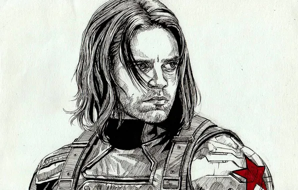 Picture male, art, Captain America: The Winter Soldier, Sebastian Stan, winter soldier, James Barnes