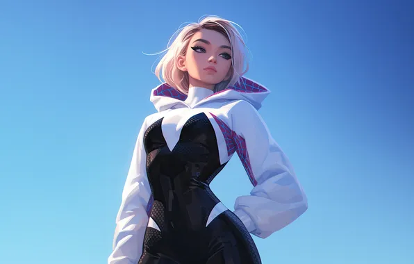Girl, Gwen Stacy, Spider Gwen, Spider Girl, AI Art, AI Generated