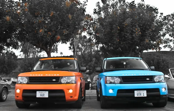 Sport, jeep, sport, land rover, range rover, blue, orange, land Rover