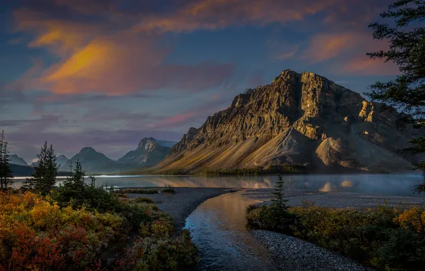 Forest, the sky, mountains, lake, shore, the slopes, pond