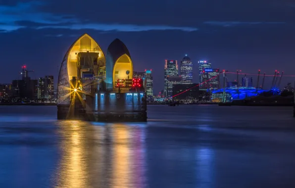 Night, lights, England, London