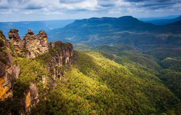 Blue, Mountain, Australia, parks, crag, natuee.