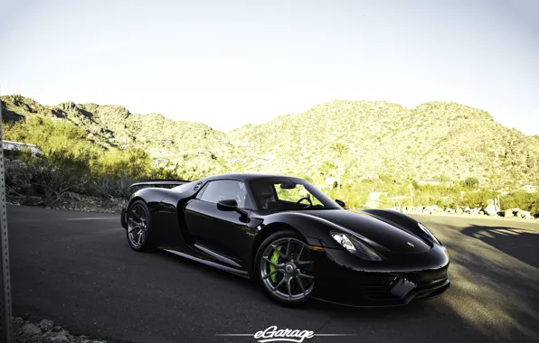 Porsche, Black, Spyder, 918, eGarage