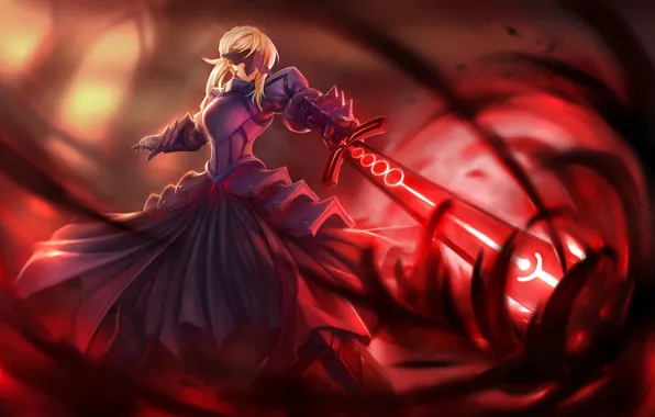 Dress, anime, warrior, manga, japanese, strong, saber age, fate