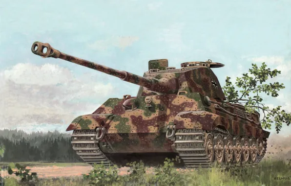Figure, art, tank, disguise, camouflage, German, heavy, "Tiger II"