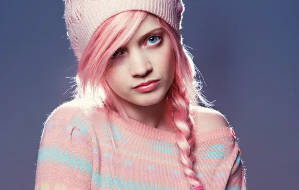 Look, girl, hat, hair, pink