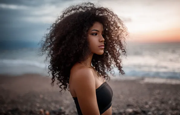 Sea, beach, look, girl, face, shore, coast, portrait
