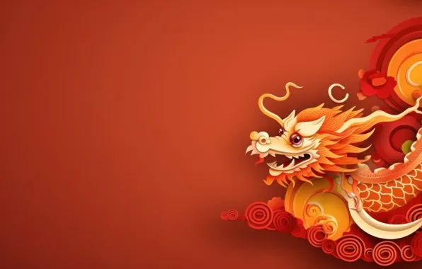 Face, style, background, dragon, New year, symbol, ornament, symbols