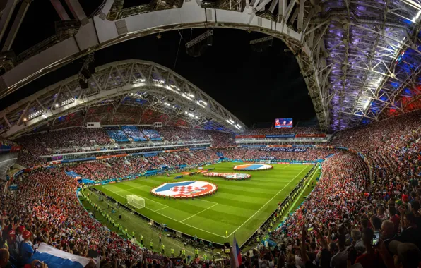 Football, architecture, tribune, stadium, Sochi, The Stadium Fischt, The World Cup In 2018, Russia-Croatia
