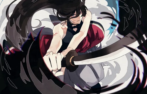 Sword, katana, samurai, guy, Touken Ranbu, Dance Of Swords, Izumi from Kami Kanesada
