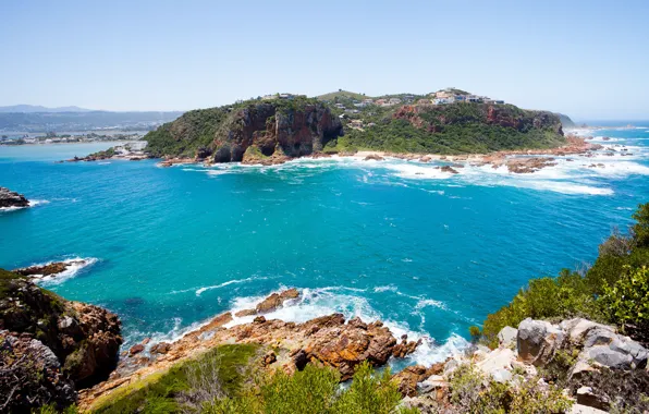 Sea, the sky, the sun, stones, rocks, coast, surf, Bay
