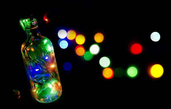 Macro, lights, bottle