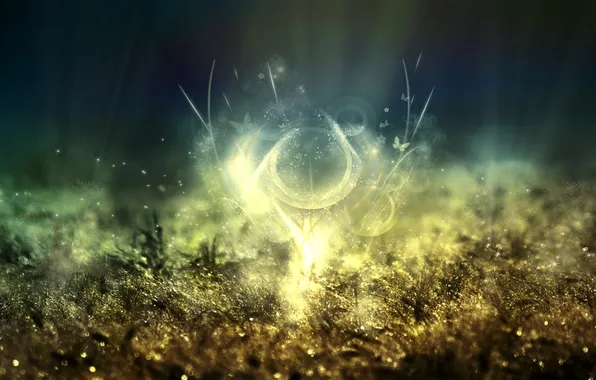 Grass, light, glare, butterfly, figure