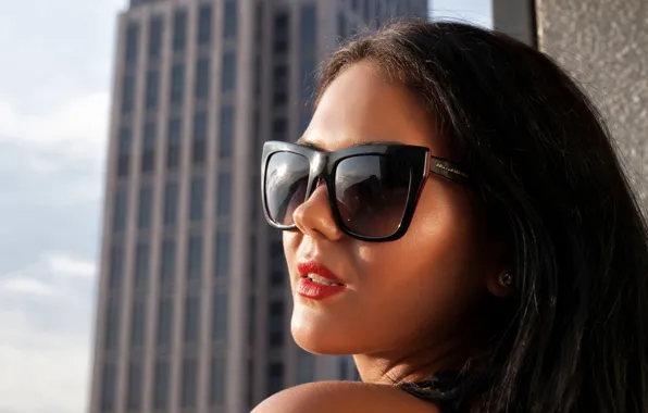 Sexy, model, figure, brunette, glance, sunglasses, makeup, Kendra