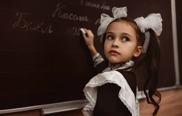 Picture look, dress, girl, form, Board, schoolgirl, school, child