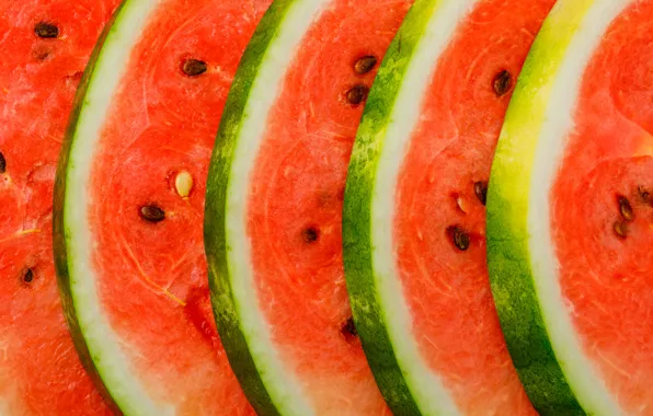 Watermelon, slices, slices, in a row