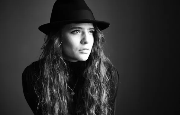 Girl, pose, background, model, portrait, hat, makeup, hairstyle