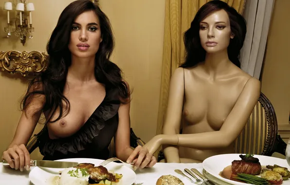 Erotic, girl, dummy, dinner