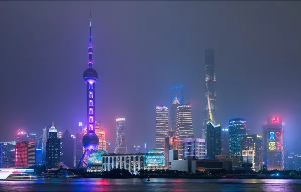 Night, the city, view, Shanghai, City, Shanghai, night, beautiful