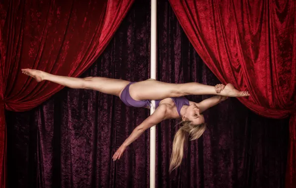 Girl, pose, flexibility, body, legs, pole