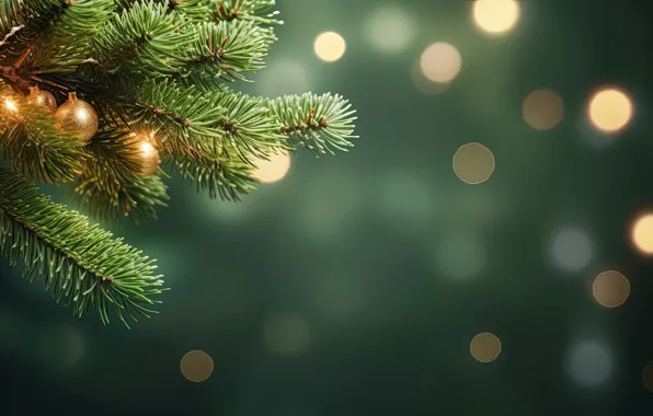Balls, light, branches, spruce, Christmas, New year, tree, needles