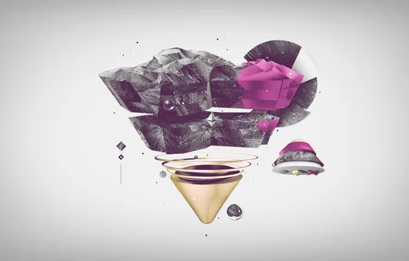 Black, pink, pyramid, triangle