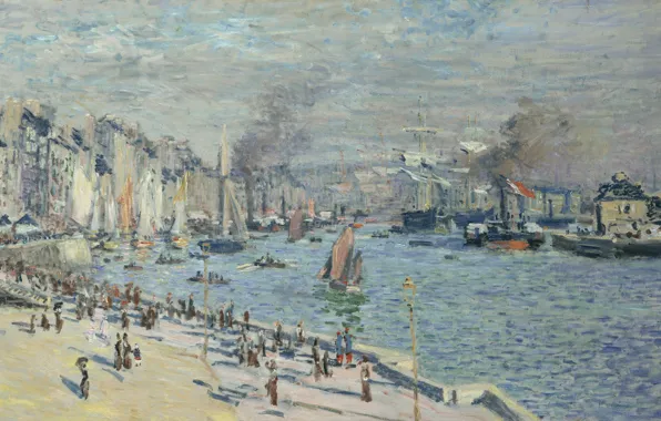 Landscape, the city, picture, port, Claude Monet, View of the Old Outer Harbor at Le …
