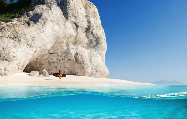 Sea, girl, rock