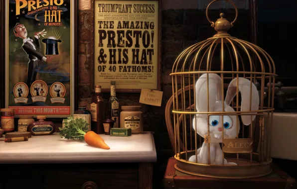 Picture hare, cell, carrot, pixar, posters, presto