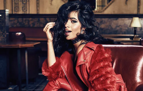 Picture girl, pose, hair, makeup, jacket, beauty, Camila Hair